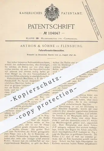 original Patent - Anthon & Söhne , Flensburg , 1897 , Reifenantreibmaschine für Fässer | Fass , Bierfass , Wein , Bier