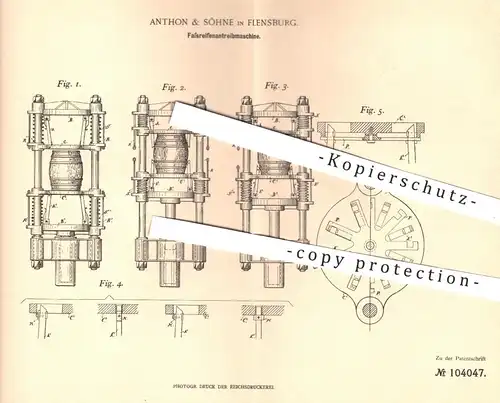 original Patent - Anthon & Söhne , Flensburg , 1897 , Reifenantreibmaschine für Fässer | Fass , Bierfass , Wein , Bier
