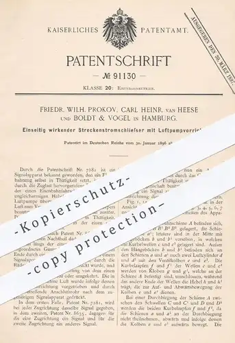 original Patent - Friedr. W. Prokov / Carl H. van Heese / Boldt & Vogel , Hamburg , 1896 , Streckenstromschließer !!!