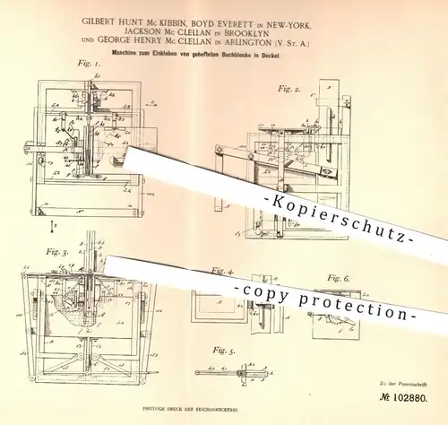 original Patent - G. H. Mc Kibbin / Boyd Everett / NY / Jackson & G. H. Mc Clellan , Brooklyn Arlington USA / Buchbinder