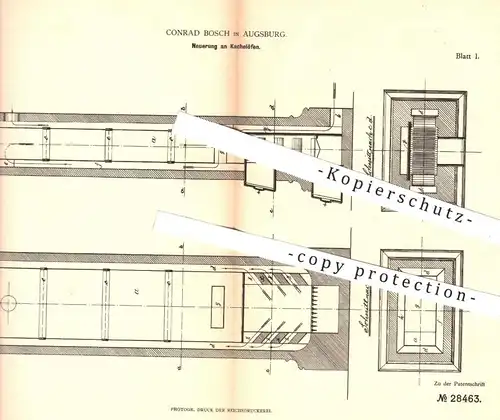 original Patent - Conrad Bosch in Augsburg , 1884 , Kachelofen , Kachelöfen | Kachel - Ofen , Öfen , Ofenbauer !!!