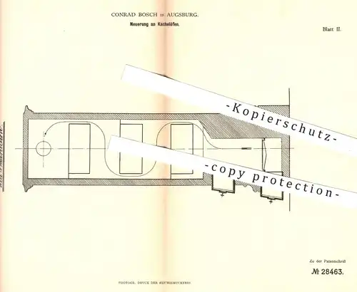 original Patent - Conrad Bosch in Augsburg , 1884 , Kachelofen , Kachelöfen | Kachel - Ofen , Öfen , Ofenbauer !!!