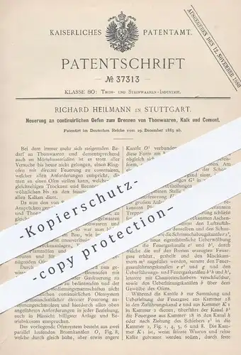 original Patent - Richard Heilmann , Stuttgart , 1885 , Öfen zum Brennen von Ton , Kalk , Zement | Ofen , Ofenbauer !!