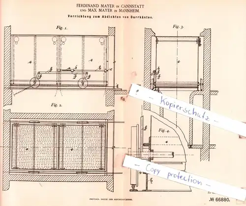 original Patent - F. Mayer in Cannstatt und M. Mayer in Mannheim , 1892 , Vorrichtung zum Abdichten von Darrkästen !!!