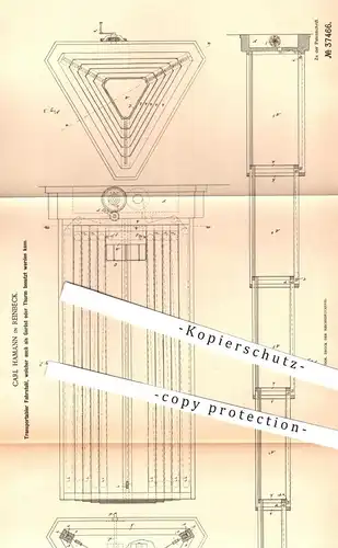 original Patent - Carl Hamann , Reinbeck , 1886 , Transportabler Fahrstuhl , auch Gerüst oder Turm | Aufzug , Aufzüge !!