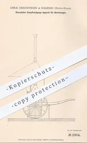 original Patent - Emile Derendinger , Hagenau , Nieder Elsass , 1878 , Dampfreinigung an Bierleitungen | Bier , Zapfhahn