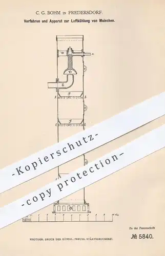 original Patent - C. G. Bohm , Fredersdorf , 1878 , Luftkühlung von Maische | Bier brauen | Brauei , Hopfen , Malz