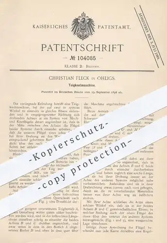original Patent - Christian Fleck , Ohligs , 1898 , Teigknetmaschine | Teig kneten | Brot , Bäcker , Bäckerei , Brotteig
