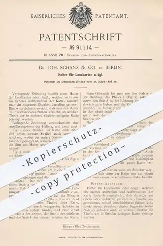 original Patent - Dr. Joh. Schanz & Co. in Berlin , 1896 , Halter für Landkarten , Karten | Schule , Geographie !!!