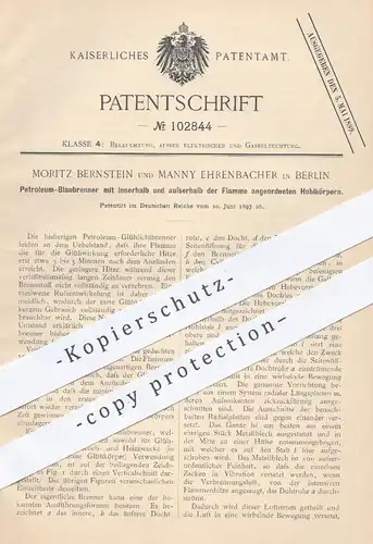original Patent - Moritz Bernstein , Manny Ehrenbacher , Berlin , 1897 , Petroleum - Blaubrenner | Brenner , Gasbrenner