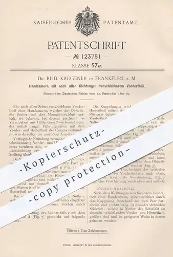 original Patent - Dr. Rud. Krügener , Frankfurt / Main , 1899 , Handkamera , Kamera | Fotograf , Foto , Photo !!!