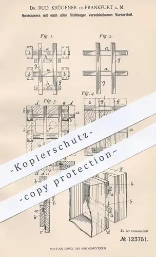 original Patent - Dr. Rud. Krügener , Frankfurt / Main , 1899 , Handkamera , Kamera | Fotograf , Foto , Photo !!!