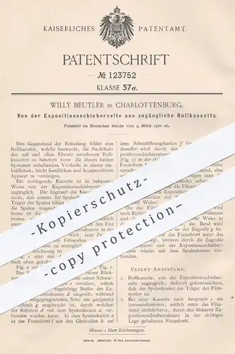 original Patent - Willy Beutler , Berlin Charlottenburg , 1900 , Rollkassette | Kassette , Film , Filmband , Spule !!!