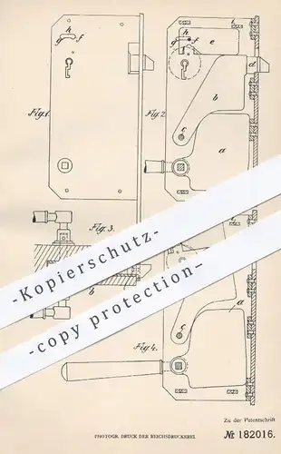 original Patent - Jakob Thomas , Kalk - Höhenberg / Köln , 1905 , Türschloss mit drehbarer Falle | Schloss , Tür , Türen