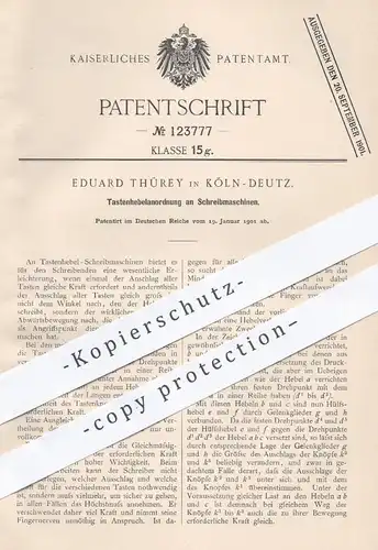 original Patent - Eduard Thürey , Köln Deutz , 1901 , Anordnung der Tastenhebel an Schreibmaschinen | Schreibmaschine !!