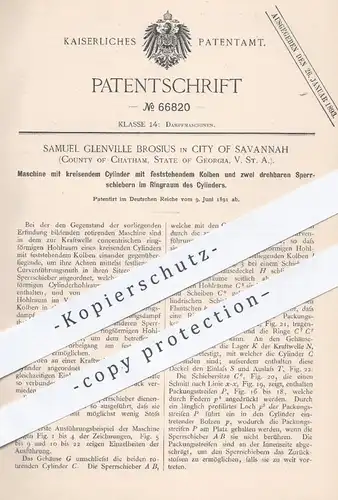 original Patent - Samuel Glenville Brosius , City of Savannah , Chatham , Georgia , USA , 1891 , Dampfmaschinen , Motor