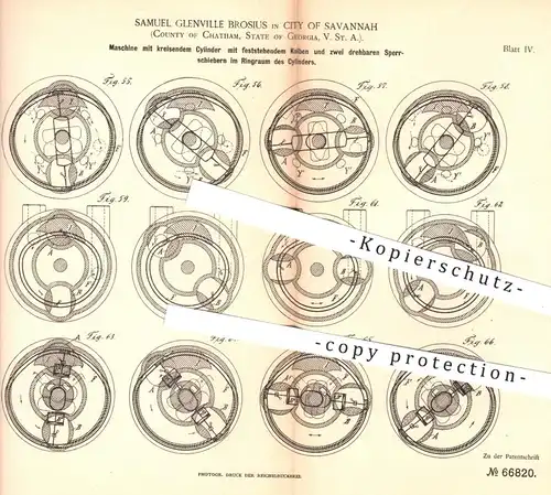original Patent - Samuel Glenville Brosius , City of Savannah , Chatham , Georgia , USA , 1891 , Dampfmaschinen , Motor