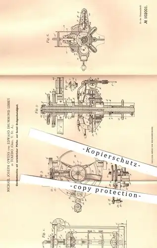 original Patent - Michael Joseph Owens , Edward Drummond Libbey , Toledo , Ohio USA , 1897 , Glasblasmaschine | Glas !!
