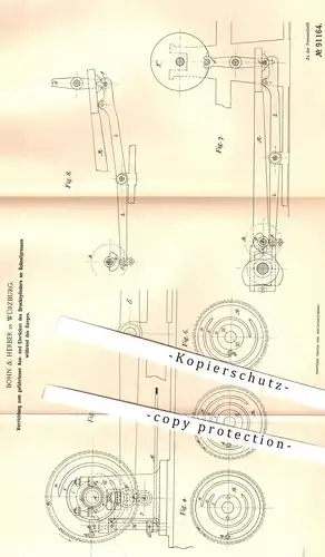 original Patent - Bohn & Herber , Würzburg 1896 , Druckzylinder an Schnellpressen | Presse , Druck , Druckerei , Pressen
