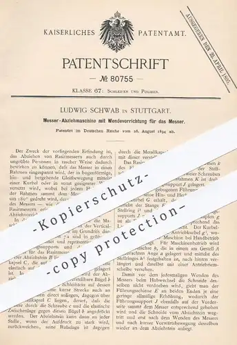 original Patent - Ludwig Schwab , Stuttgart , 1894 , Messer - Abziehmaschine | Rasiermesser , Schärfen , Schleifen !!!