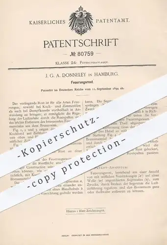 original Patent - J. G. A. Donneley , Hamburg  1894 , Feuerungsrost | Feuerung , Rost , Ofenrost , Ofen , Öfen , Heizung