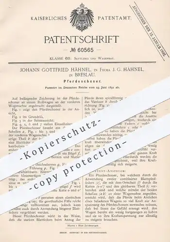 original Patent - Johann Gottfr. Hähnel , Breslau  1891 , Pferdeschoner | Pferde , Pferdewagen , Pferdekutsche , Kutsche