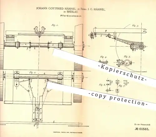 original Patent - Johann Gottfr. Hähnel , Breslau  1891 , Pferdeschoner | Pferde , Pferdewagen , Pferdekutsche , Kutsche