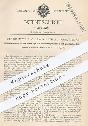 original Patent - George Westinghouse , Pittsburg , Pennsylvania USA , 1890 , Schiebersteuerung für Dampfmaschinen !!!