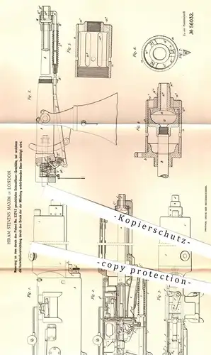 original Patent - Hiram Stevens Maxim , London , 1890 , Schnellfeuer - Geschütz | Geschütze , Waffen , Gas , Patronen