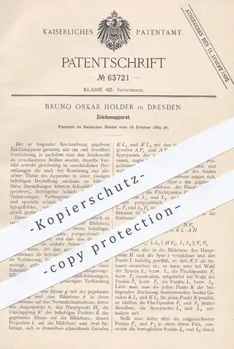 original Patent - Bruno Oskar Holder , Dresden , 1889 , Zeichenapparat | Zeichnen , Bauzeichner , Lineal , Geometrie !!!