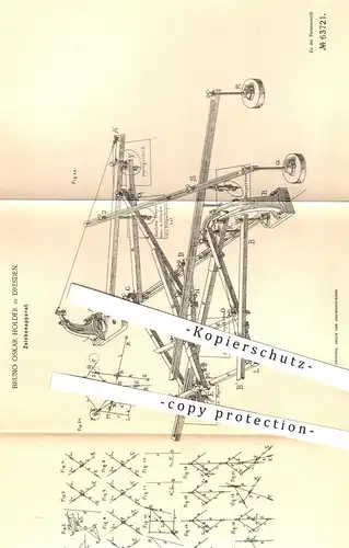 original Patent - Bruno Oskar Holder , Dresden , 1889 , Zeichenapparat | Zeichnen , Bauzeichner , Lineal , Geometrie !!!