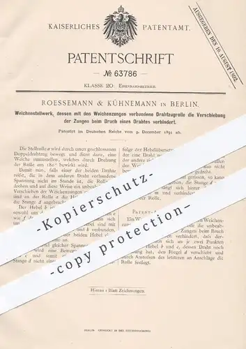 original Patent - Roessemann & Kühnemann , Berlin 1891 , Weichenstellwerk , Weichen Stellwerk | Eisenbahnen , Eisenbahn