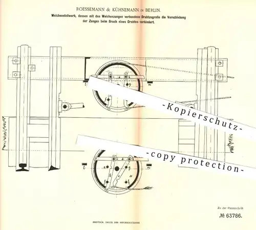 original Patent - Roessemann & Kühnemann , Berlin 1891 , Weichenstellwerk , Weichen Stellwerk | Eisenbahnen , Eisenbahn