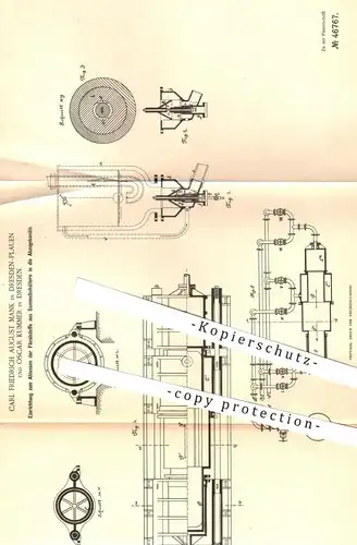 original Patent - Carl Friedrich August Mank u. Oscar Kummer , Dresden / Plauen , 1888 , Ablassen der Fäkalien | WC !!