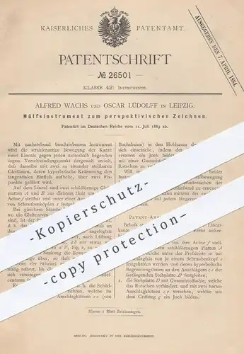 original Patent - Alfred Wachs , Oscar Lüdolff , Leipzig , 1883 , Lineal zum perspektivischen Zeichnen | Zeichenlineal
