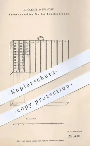 original Patent - Krüger II , Berlin Spandau , 1878 , Rechenmaschine für die Schule | Rechnen , Mathematik , Lehrer !!!