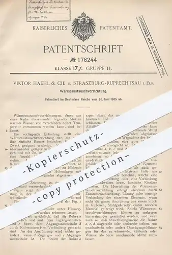 original Patent - Viktor Haehl & Cie , Straszburg Ruprechtsau , Elsass , 1905 , Wärmeaustauscher | Wärmetauscher , Rohre