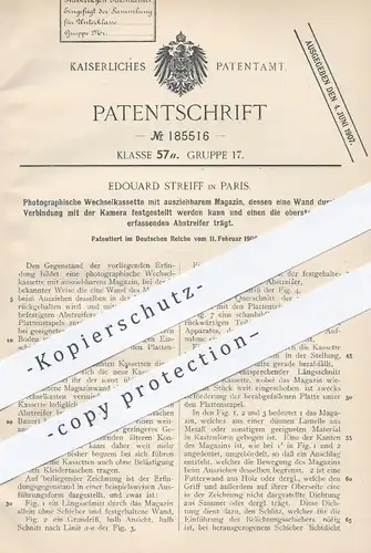 original Patent - Edouard Streiff , Paris , 1906 , Photographische Wechselkassette | Kamera , Fotograf , Fotokamera !