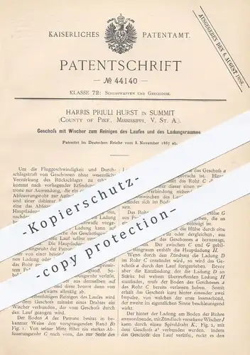 original Patent - Harris Priuli Hurst , Summit , Pike , Mississippi USA , 1887 , Geschoss | Patronen , Gewehr , Waffen !