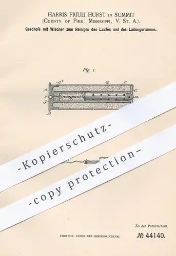 original Patent - Harris Priuli Hurst , Summit , Pike , Mississippi USA , 1887 , Geschoss | Patronen , Gewehr , Waffen !