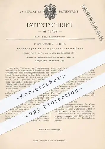original Patent - F. Schichau , Elbing , 1881 , Compound - Lokomotiven | Lokomotive , Eisenbahn , Eisenbahnen !!!