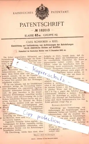 original Patent - Carl Schirmer in Kiel , 1905 , Verhinderung von Anfressungen der Rohrleitungen !!!