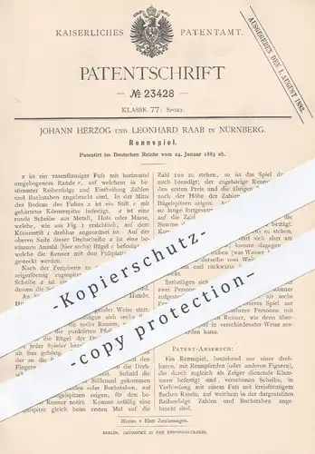original Patent - J. Herzog , L. Raab , Nürnberg 1883 , Rennspiel | Spiel , Spiele , Sport , Rennpferde , Pferd , Pferde