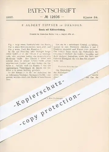original Patent - F. A. Tippner , Dresden  1879 , Bowle mit Kühlung | Schale , Schüssel , Gefäß für Getränke , Porzellan