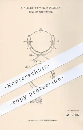 original Patent - F. A. Tippner , Dresden  1879 , Bowle mit Kühlung | Schale , Schüssel , Gefäß für Getränke , Porzellan