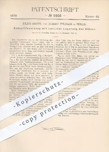 original Patent - Julius Riedel u. Albert Pflüger , Berlin , 1879 , Schnellfeuerzeug mit Zündhölzern | Feuerzeug , Feuer