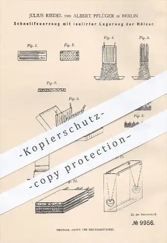 original Patent - Julius Riedel u. Albert Pflüger , Berlin , 1879 , Schnellfeuerzeug mit Zündhölzern | Feuerzeug , Feuer
