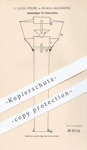 original Patent - C. Louis Strube , Buckau Magdeburg , 1879 , Funkenfänger für Schornsteine | Schornsteinfeger , Ofen !!