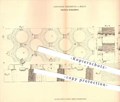 original Patent - Alexander Wernekinck in Berlin , 1878 , Gusseisernes Straßenpflaster | Gusseisen , Straße , Straßenbau