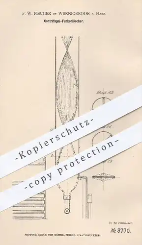 original Patent - F. W. Fischer , Wernigerode / Harz , 1878 , Zentrifugal - Funkenlöscher | Dampfkessel , Dampfmaschinen